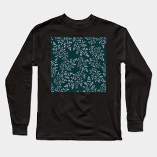 Hedgerow ferns in lilac on dark green Long Sleeve T-Shirt